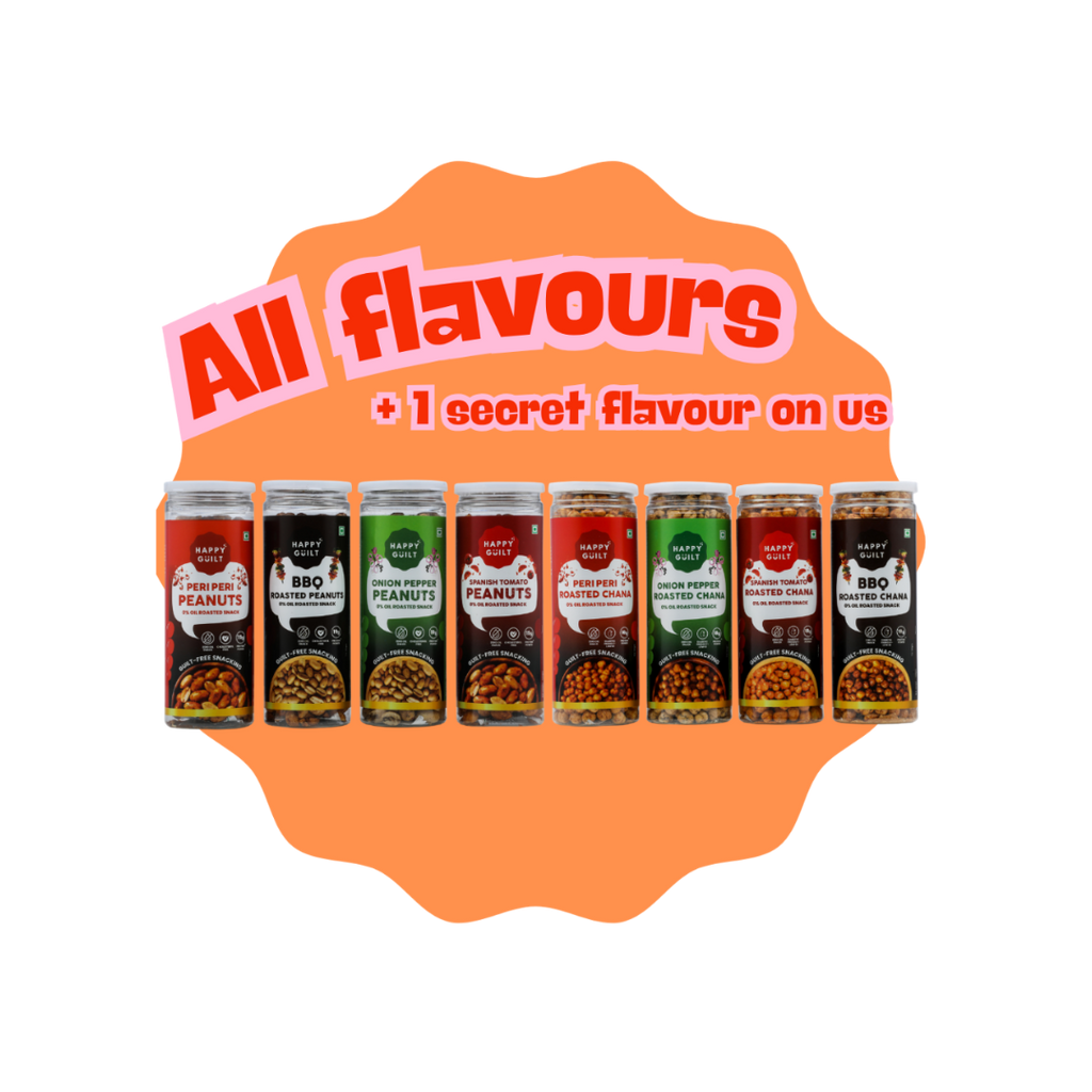 Everything Pack: All Flavours (4-Flavor High-Protein Roasted Peanut+Chana) + 1 On Us (1.3 kg)