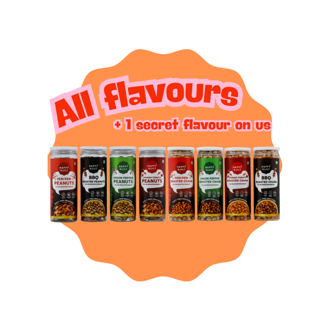 Everything Pack: All Flavours (4-Flavor High-Protein Roasted Peanut+Chana) + 1 On Us (1.3 kg)