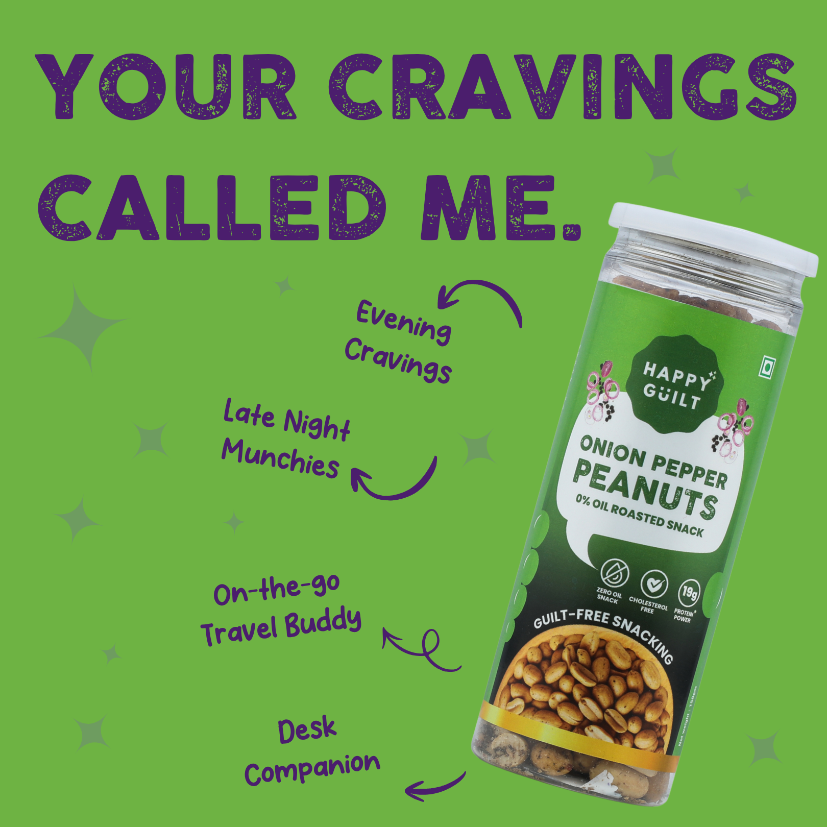 Onion Pepper Roasted Peanuts | High-Protein & Cholesterol-Free (150g)