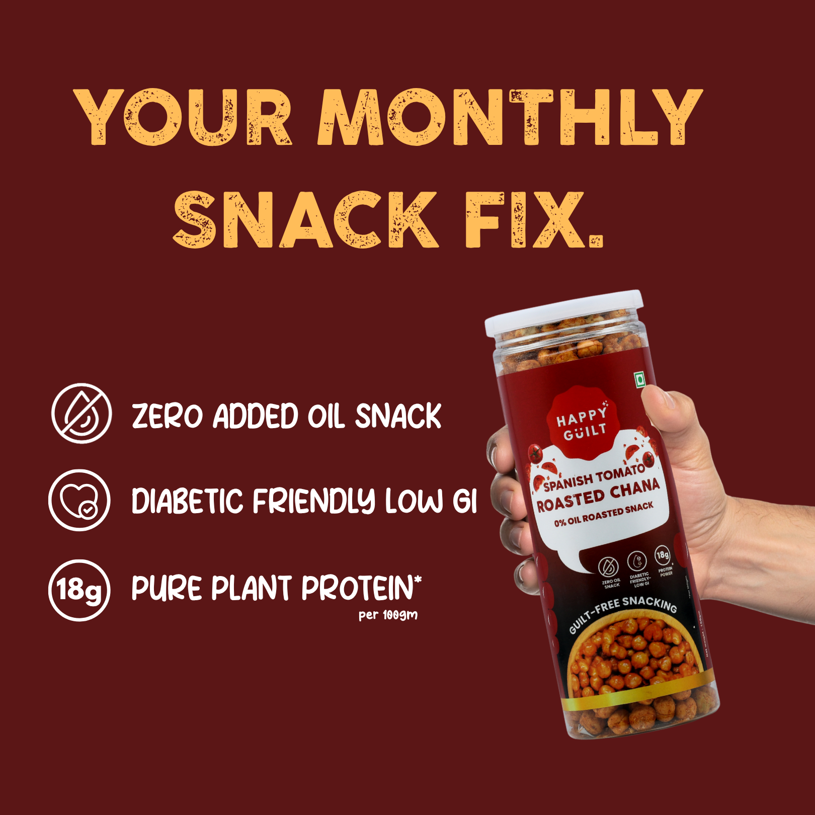 Spanish Tomato Roasted Chana | High-Protein & Diabetic-Friendly (150g)